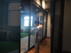 Double Tempered Glass 6063 Aluminium Sliding Doors Black White Color